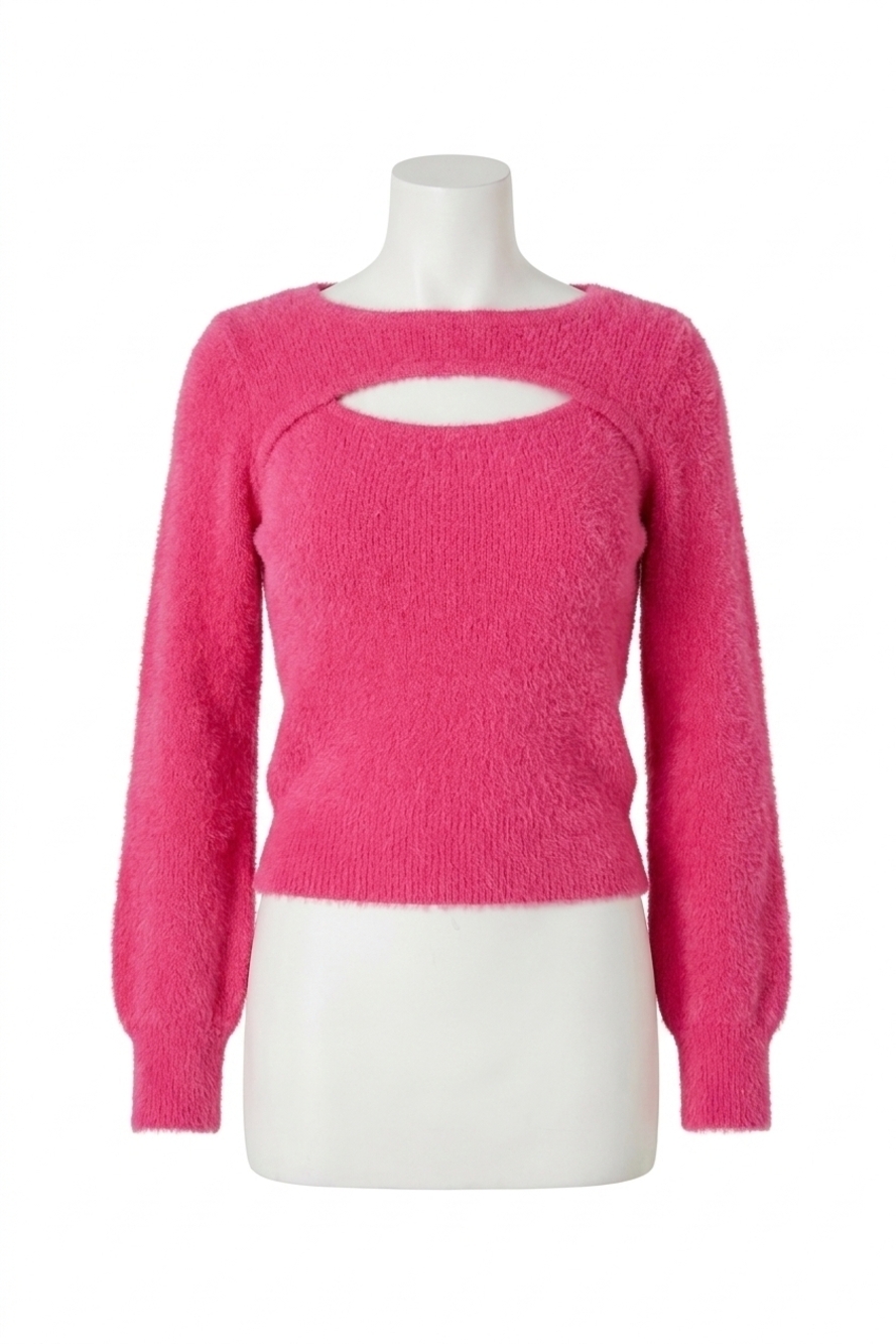 NEW MOLLY BRACKEN plush effect knit sweater in pink